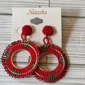 Natasha Vibrant Red Beaded Earrings